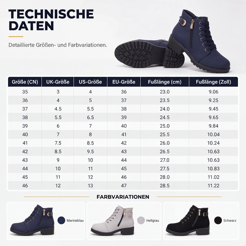 Rutschfeste Damen-Ankle-Boots mit Blockabsatz
