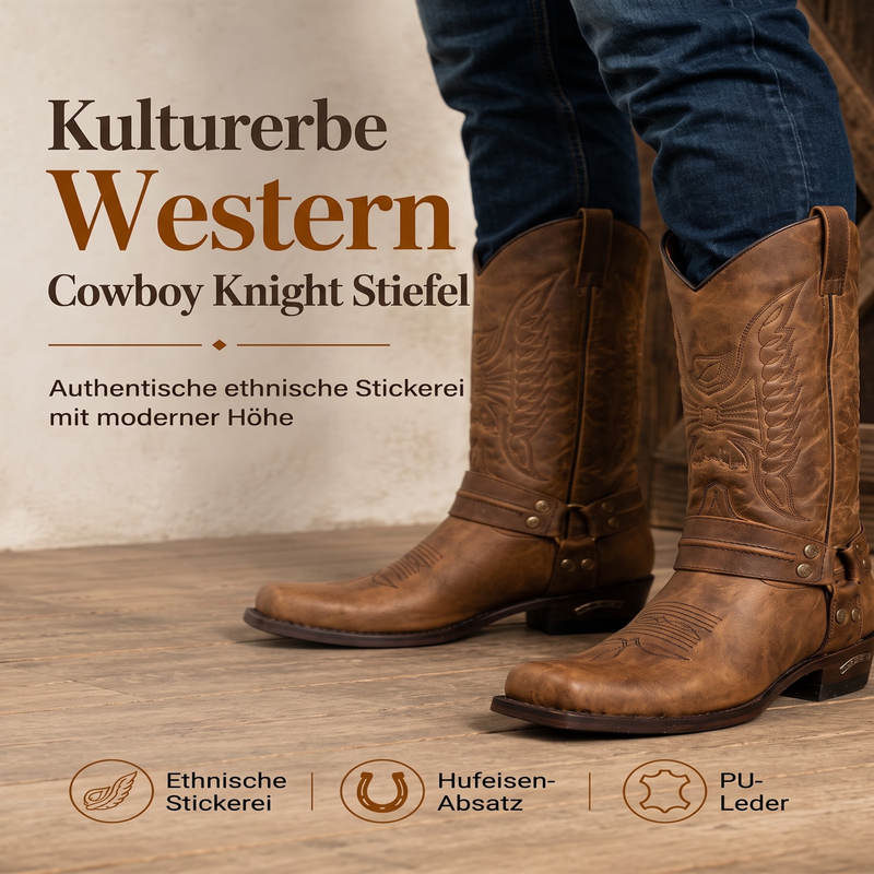 🎯 Keine Rabattspielchen – echte 50% auf echte Bestseller! Westliche Cowboystiefel mit quadratischer Kappe für Herren