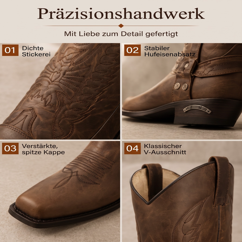 🎯 Keine Rabattspielchen – echte 50% auf echte Bestseller! Westliche Cowboystiefel mit quadratischer Kappe für Herren