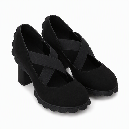 📢📢50%Rabatt!!!🎉✨Mary-Jane-Schuhe für Damen mit runder Spitze, überkreuzten Riemen, Blockabsatz, Plateau und Cut-Out-Ausschnitten, hochhackig