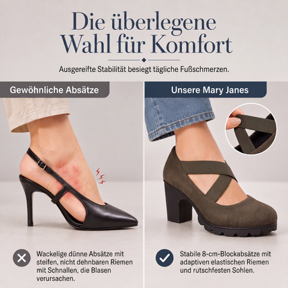 📢📢50%Rabatt!!!🎉✨Mary-Jane-Schuhe für Damen mit runder Spitze, überkreuzten Riemen, Blockabsatz, Plateau und Cut-Out-Ausschnitten, hochhackig