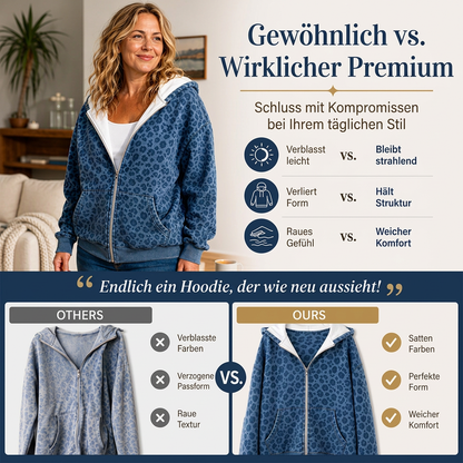 🔥Beliebtes Produkt ！✨Damen Hoodie mit Reißverschluss und Leopardenmuster