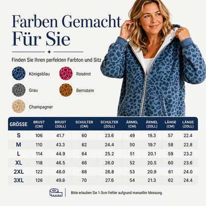 🔥Beliebtes Produkt ！✨Damen Hoodie mit Reißverschluss und Leopardenmuster