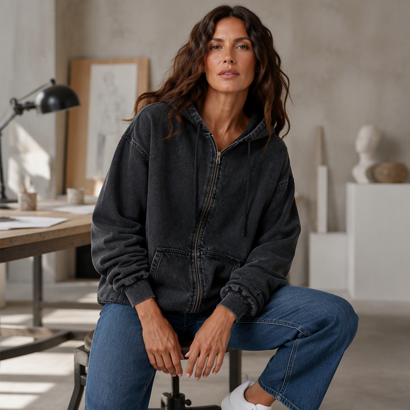 👖 50% Rabatt | Lässiger Denim-Look mit mehr Layering-Freiheit – Damen Kapuzenjacke