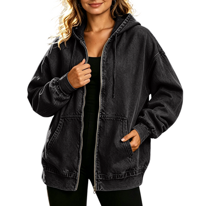 👖 50% Rabatt | Lässiger Denim-Look mit mehr Layering-Freiheit – Damen Kapuzenjacke