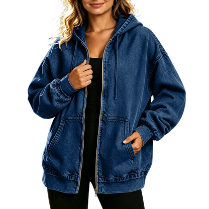 👖 50% Rabatt | Lässiger Denim-Look mit mehr Layering-Freiheit – Damen Kapuzenjacke