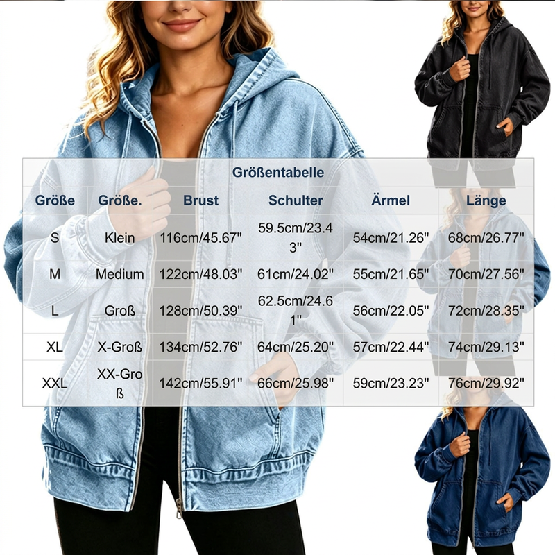 👖 50% Rabatt | Lässiger Denim-Look mit mehr Layering-Freiheit – Damen Kapuzenjacke