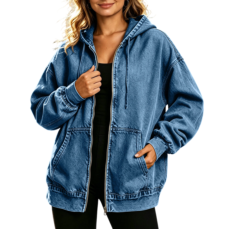 👖 50% Rabatt | Lässiger Denim-Look mit mehr Layering-Freiheit – Damen Kapuzenjacke