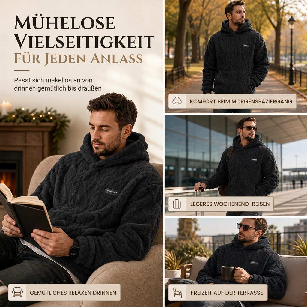 📢📢50% Rabatt!!!🎉✨Herren Winter Kapuzenpullover mit Fleecefutter, Jacquard-Muster, langärmeliges Sweatshirt für Freizeit und Outdoor-Aktivitäten