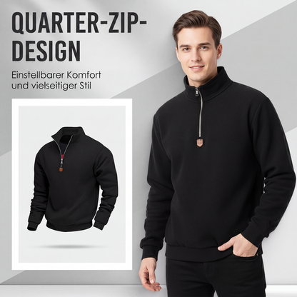 Herren-Pullover mit Stehkragen und Viertelreißverschluss