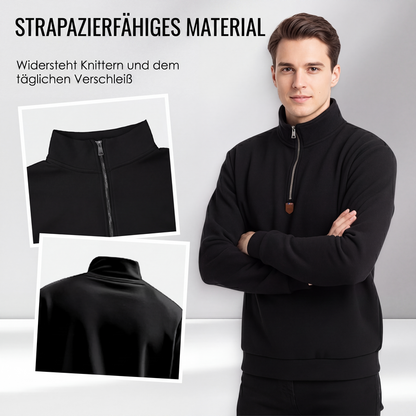 Herren-Pullover mit Stehkragen und Viertelreißverschluss
