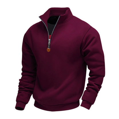 Herren-Pullover mit Stehkragen und Viertelreißverschluss
