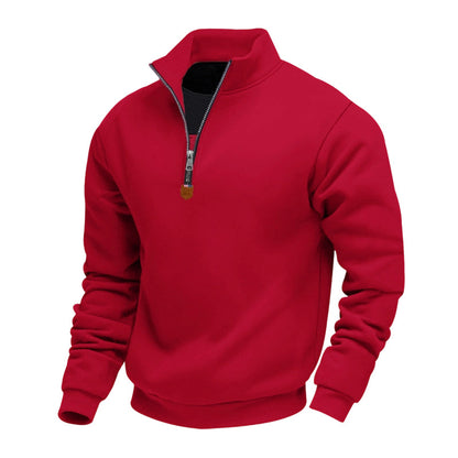 Herren-Pullover mit Stehkragen und Viertelreißverschluss