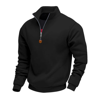 Herren-Pullover mit Stehkragen und Viertelreißverschluss