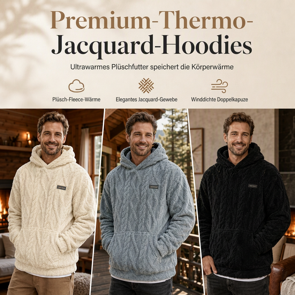 📢📢50% Rabatt!!!🎉✨Herren Winter Kapuzenpullover mit Fleecefutter, Jacquard-Muster, langärmeliges Sweatshirt für Freizeit und Outdoor-Aktivitäten