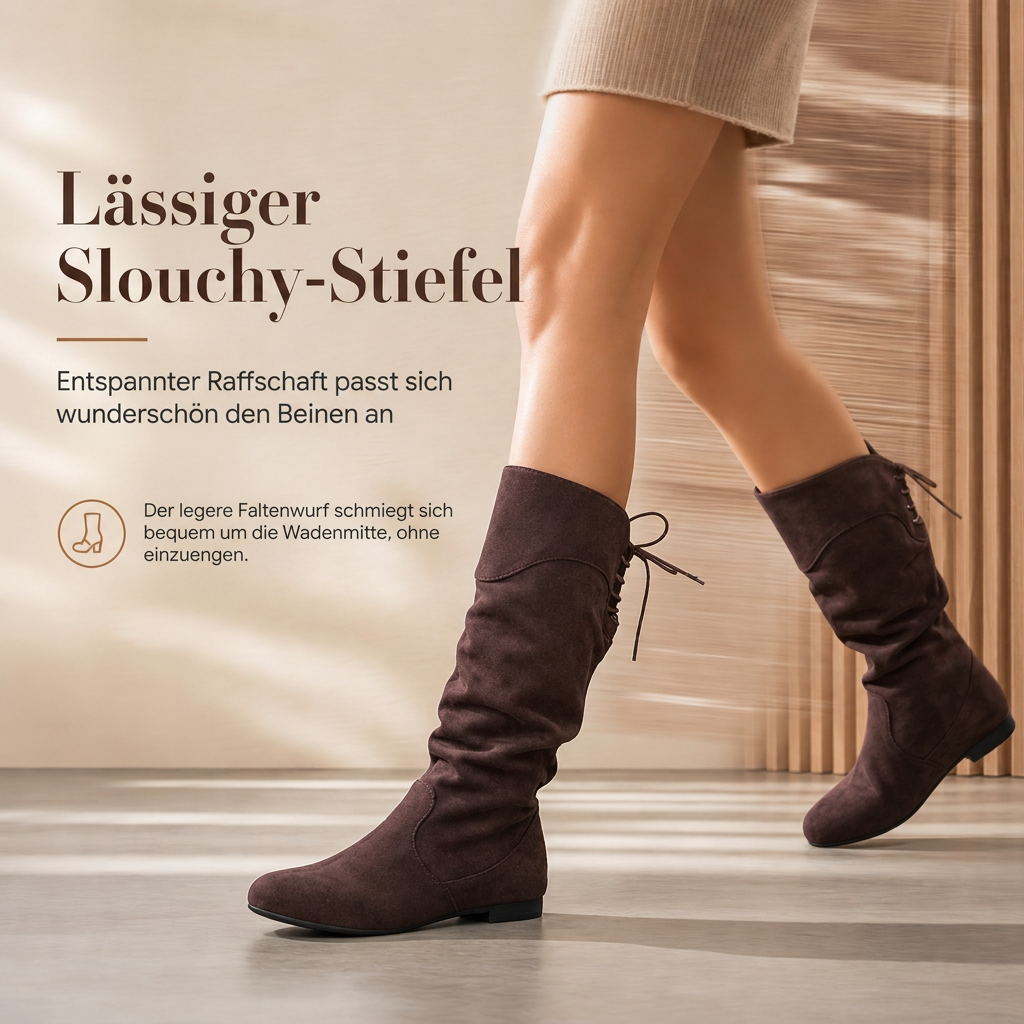 Damen Schnürstiefel, schlupfende Wade-Mittelstiefel