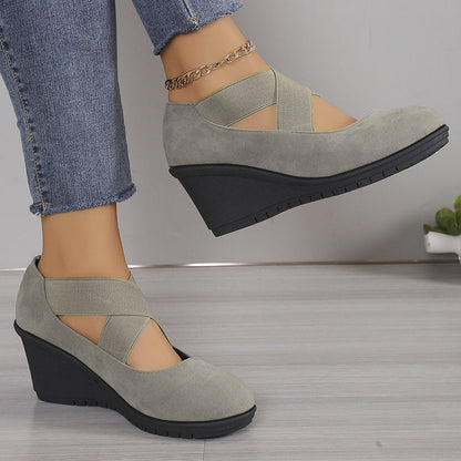 Damen Keilballerinas, Slip-On Komfortschuhe