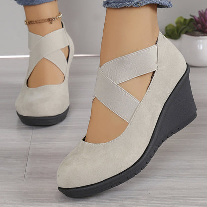 Damen Keilballerinas, Slip-On Komfortschuhe