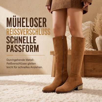 📢📢50% Rabatt!!! 🎉✨ Damen Überkniestiefel aus Wildleder mit Blockabsatz