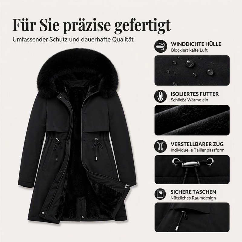 Warme Damen-Winterjacke in mittellanger Länge