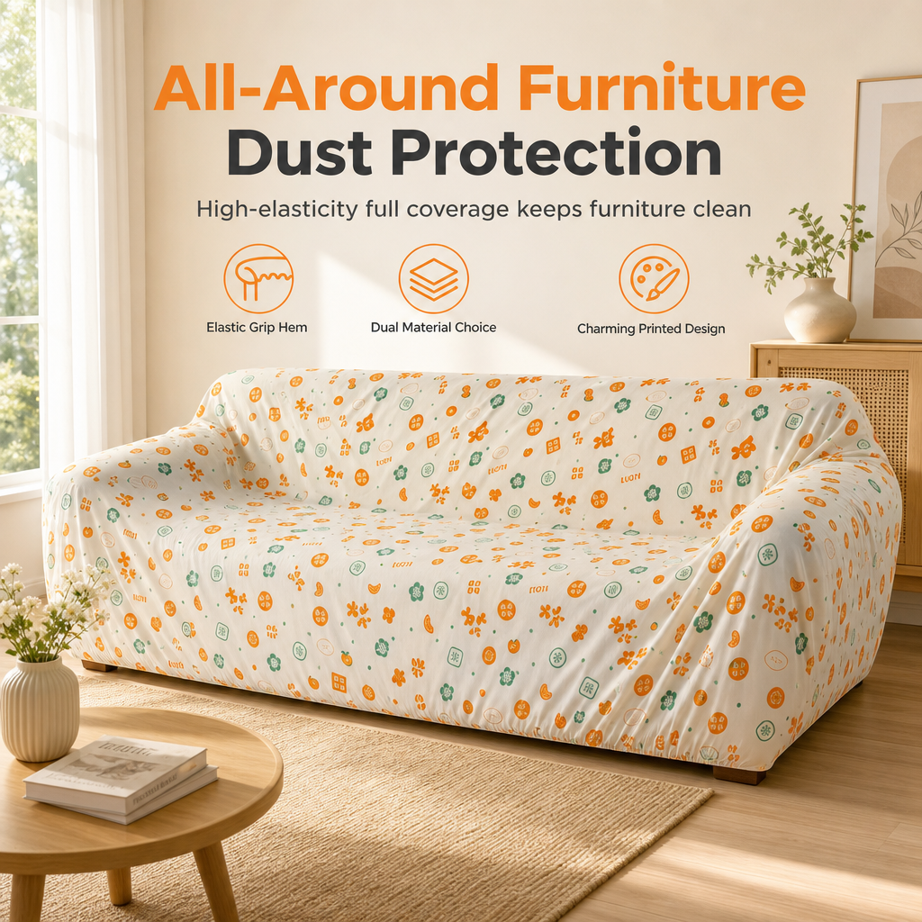 Bedruckte elastische Staubschutzhülle für Bett und Sofa