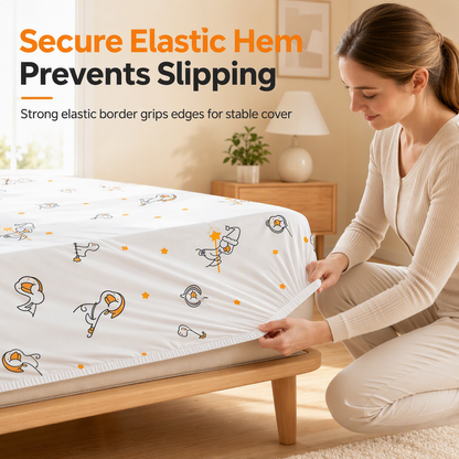 Bedruckte elastische Staubschutzhülle für Bett und Sofa