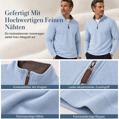 📢🎉50%Rabatt!!!🛍️✨Herren Quarter-Zip Stehkragen-Pullover aus Baumwollmischung, langärmliges Sweatshirt