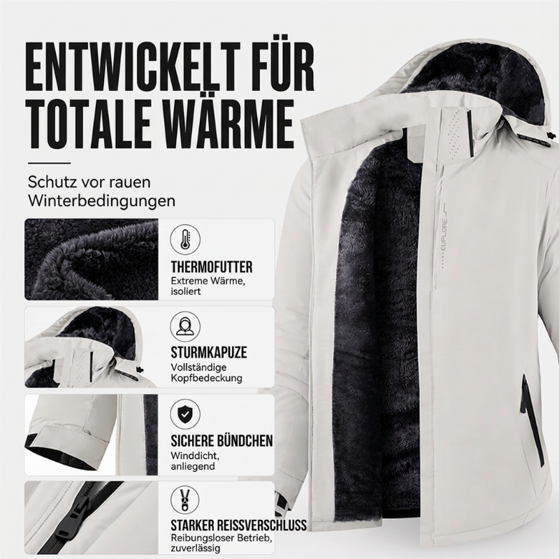 📢📢50%Rabatt!!!🎉✨Wasserdichte Kapuzenjacke für Herren mit Plüschfutter