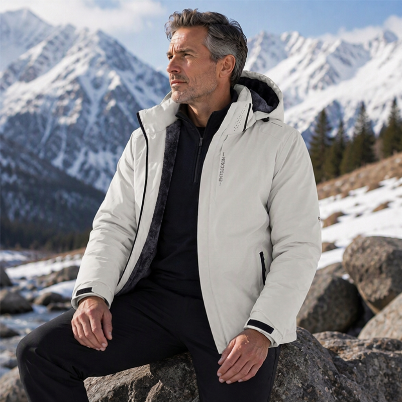 📢📢50%Rabatt!!!🎉✨Wasserdichte Kapuzenjacke für Herren mit Plüschfutter