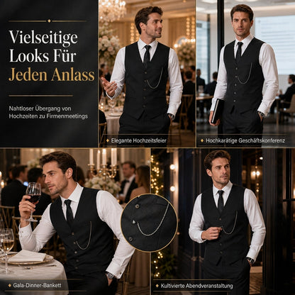 🤵 Herren Slim Fit 3-teiliges formelles Anzug-Set – Klassischer Chic, bequemer Sitz & immer passend