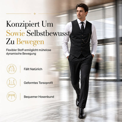 🤵 Herren Slim Fit 3-teiliges formelles Anzug-Set – Klassischer Chic, bequemer Sitz & immer passend