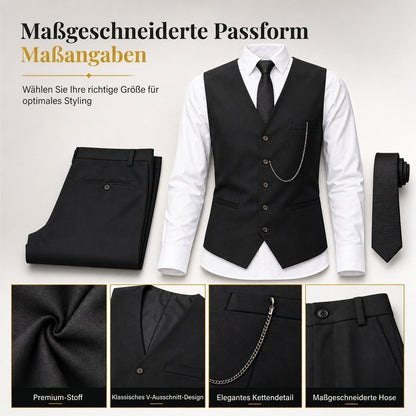 🤵 Herren Slim Fit 3-teiliges formelles Anzug-Set – Klassischer Chic, bequemer Sitz & immer passend