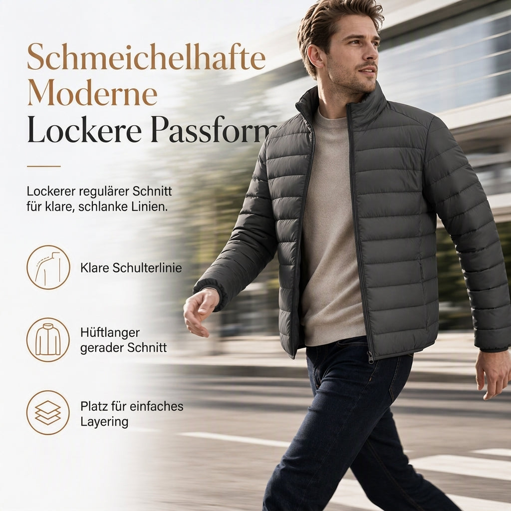 ❄️ Leichte, wattierte Winterjacke mit Stehkragen – Leicht, warm & immer passend