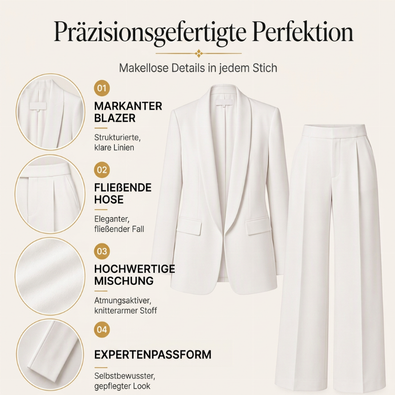 📢🎉50%Rabatt!!!🛍️✨Damen-Set aus elegantes Oberteil mit Schalkragen und weit geschnittenen Hosen