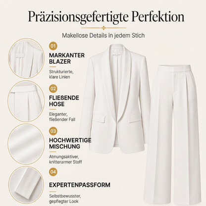 📢🎉50%Rabatt!!!🛍️✨Damen-Set aus elegantes Oberteil mit Schalkragen und weit geschnittenen Hosen