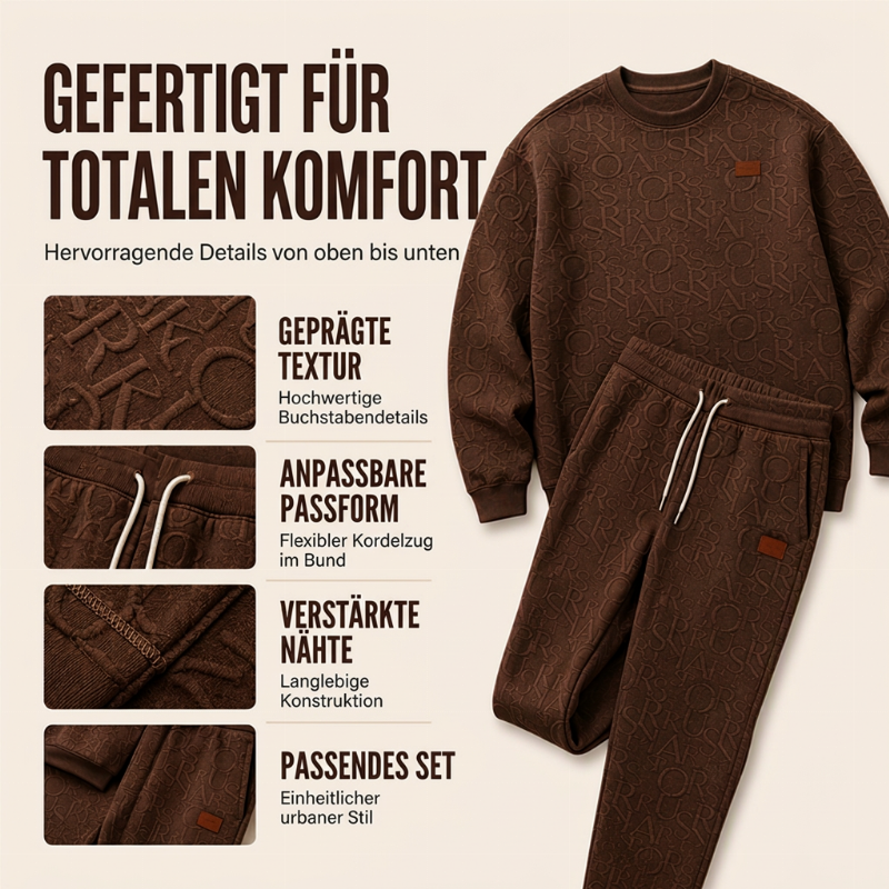 📢📢50%Rabatt!!!🎉✨Herren-Jacquard-Sweatshirt mit Buchstabenmuster & Jogginghose mit Kordelzug Set