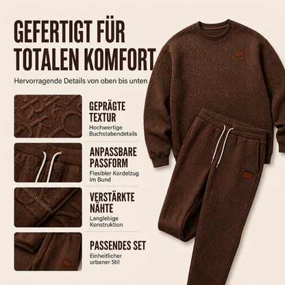 📢📢50%Rabatt!!!🎉✨Herren-Jacquard-Sweatshirt mit Buchstabenmuster & Jogginghose mit Kordelzug Set