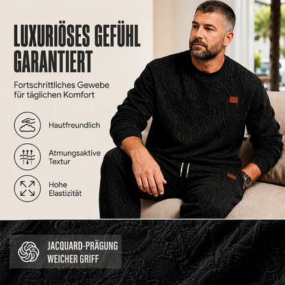 📢📢50%Rabatt!!!🎉✨Herren-Jacquard-Sweatshirt mit Buchstabenmuster & Jogginghose mit Kordelzug Set