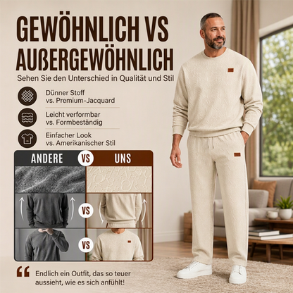 📢📢50%Rabatt!!!🎉✨Herren-Jacquard-Sweatshirt mit Buchstabenmuster & Jogginghose mit Kordelzug Set