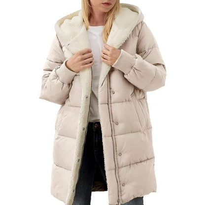 🛍️✨Mittellanger wattierter Damenmantel mit Kapuze