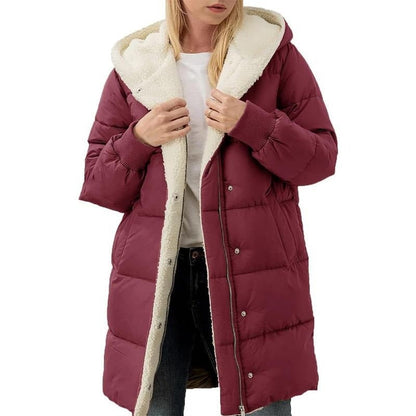🛍️✨Mittellanger wattierter Damenmantel mit Kapuze