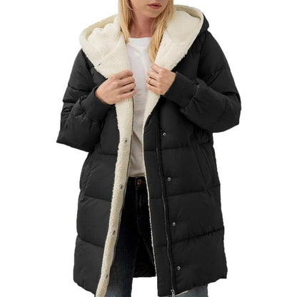 🛍️✨Mittellanger wattierter Damenmantel mit Kapuze