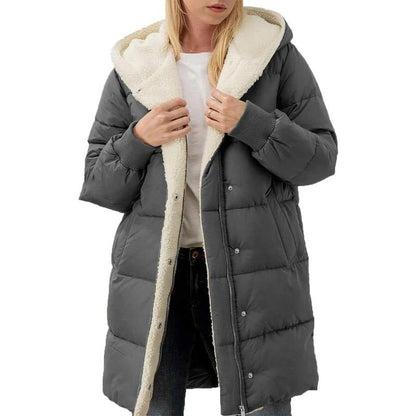 🛍️✨Mittellanger wattierter Damenmantel mit Kapuze