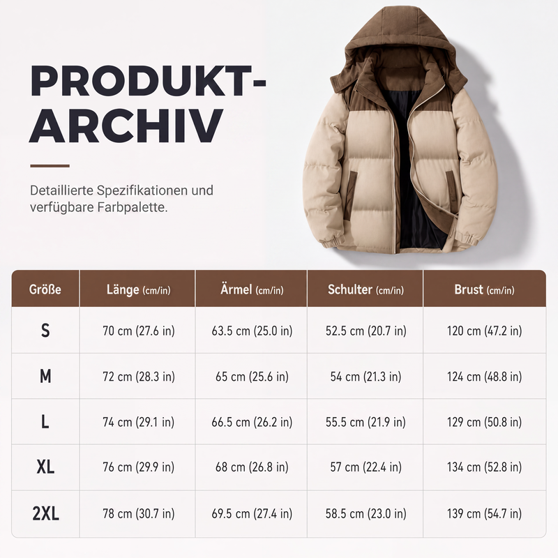 🔥Beliebtes Produkt ！✨Herren Winter-Steppjacke mit Kapuze im Color-Block-Design