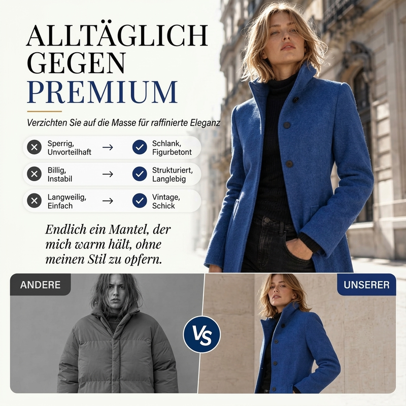 🍂 Klassisch & warm – Vintage-Wollmantel mit Stehkragen – Weicher Wollstoff, eleganter Schnitt & vielseitig kombinierbar