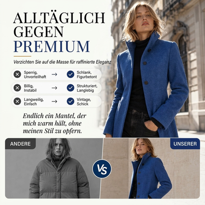 🍂 Klassisch & warm – Vintage-Wollmantel mit Stehkragen – Weicher Wollstoff, eleganter Schnitt & vielseitig kombinierbar