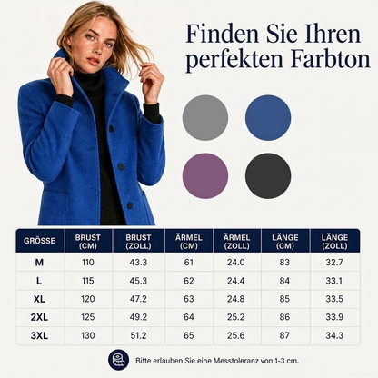 🍂 Klassisch & warm – Vintage-Wollmantel mit Stehkragen – Weicher Wollstoff, eleganter Schnitt & vielseitig kombinierbar