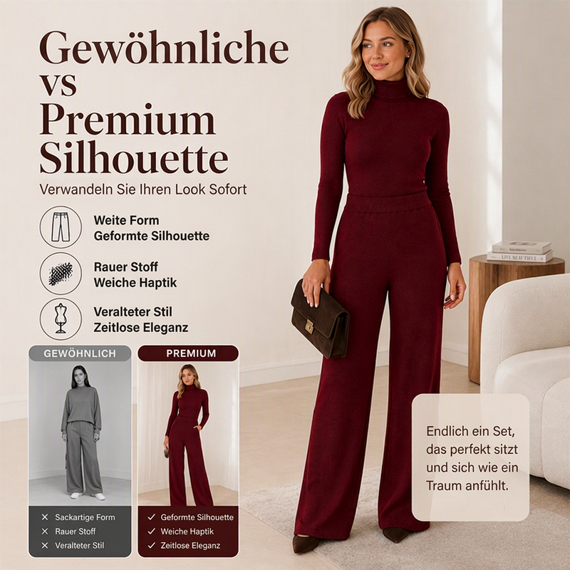📢🎉50%Rabatt!!!🛍️✨Damen-Set aus Rollkragen-Strickoberteil und weit geschnittenen Hosen