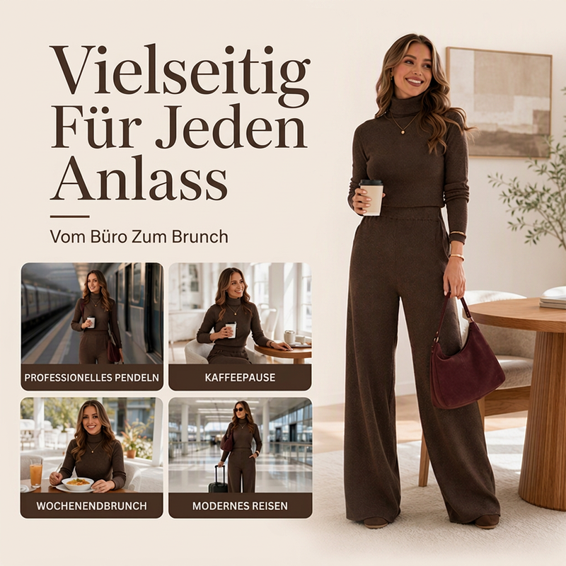 📢🎉50%Rabatt!!!🛍️✨Damen-Set aus Rollkragen-Strickoberteil und weit geschnittenen Hosen