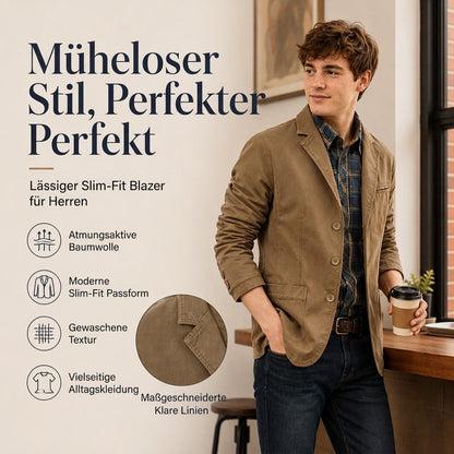 Herren-Slim-Fit-Jacke mit Kerbkragen
